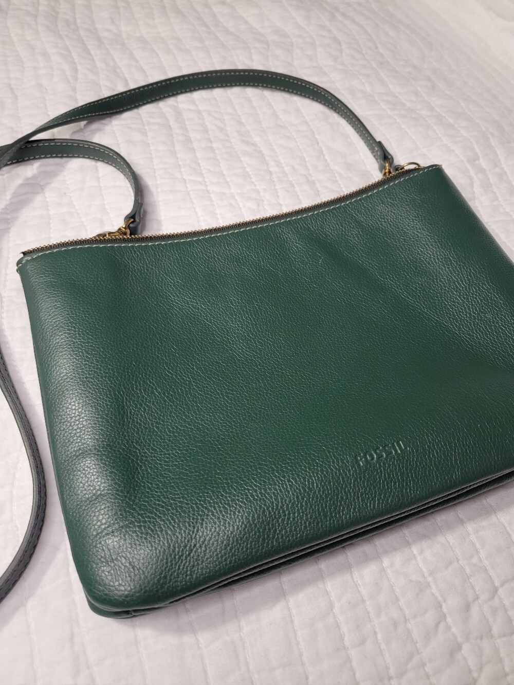NWOT Fossil Green Leather Crossbody Bag